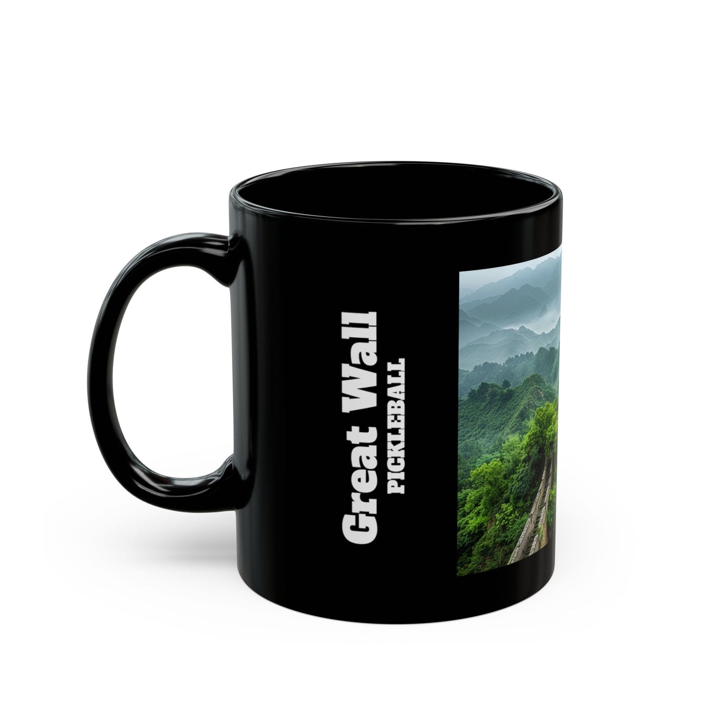 Pickleball Gifts — Great Wall Dream Court Mug, China & Misty Mountains