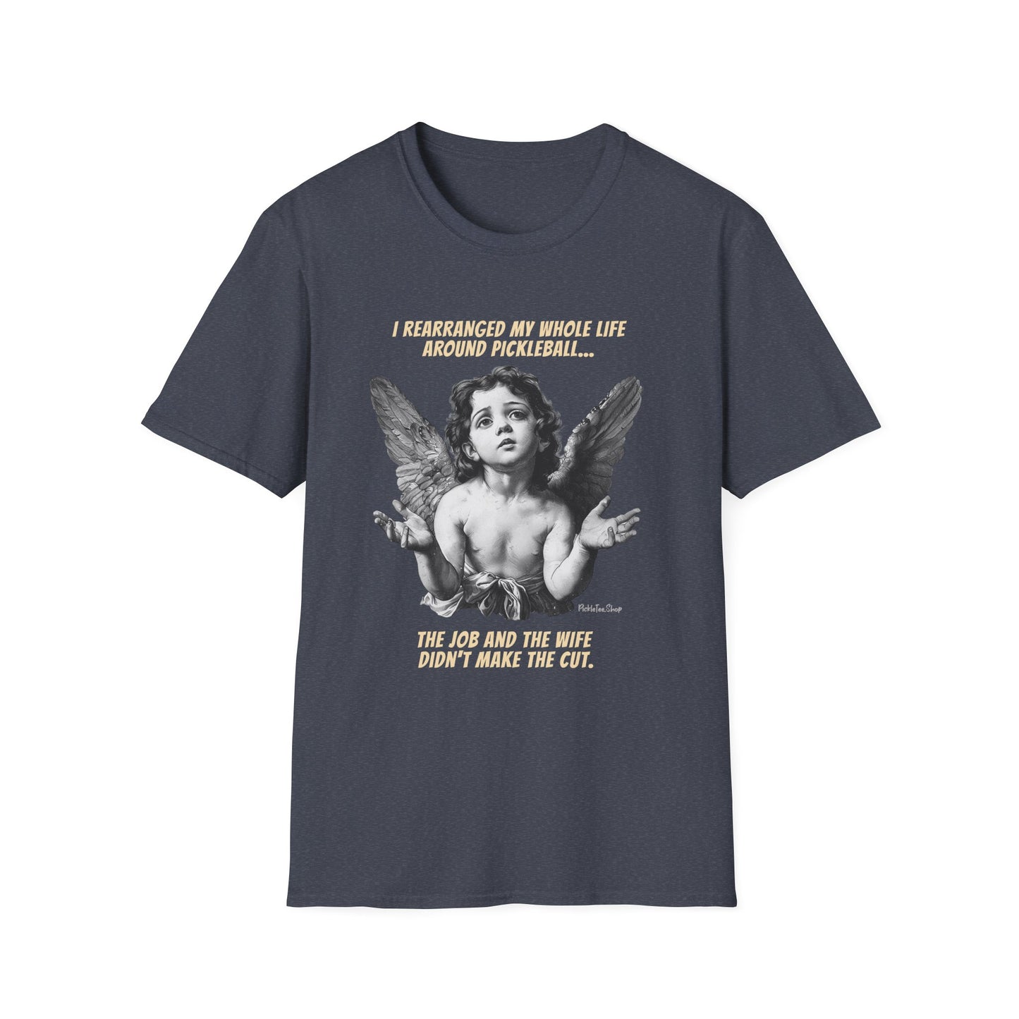 Funny Pickleball Shirt For Men | Wife Didn't Make The Cut | PickleTee Cherub Tee