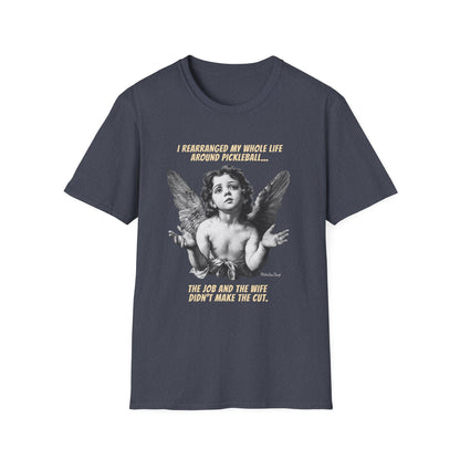 Funny Pickleball Shirt For Men | Wife Didn't Make The Cut | PickleTee Cherub Tee
