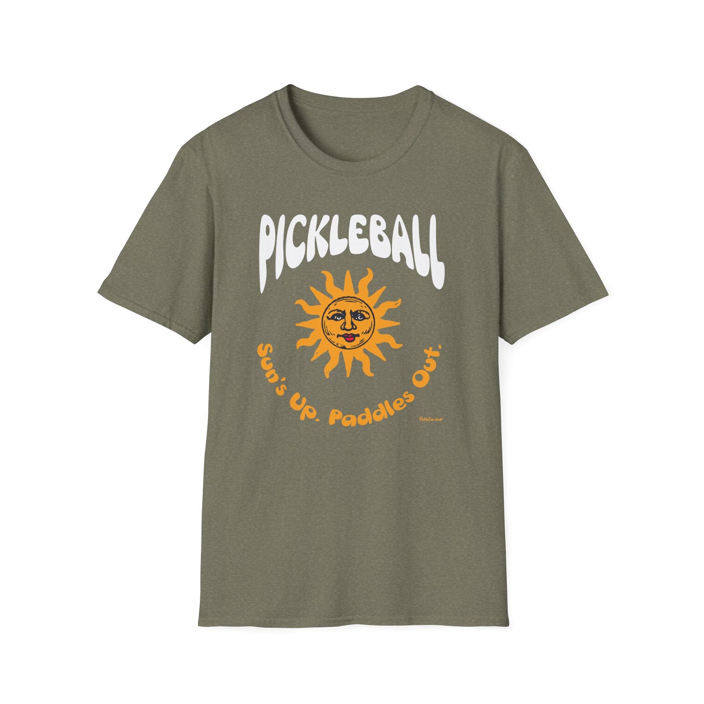 Sun's Up. Paddles Out! Pickleball T-Shirt – Funny Pickleball Tee for Early Morning Players