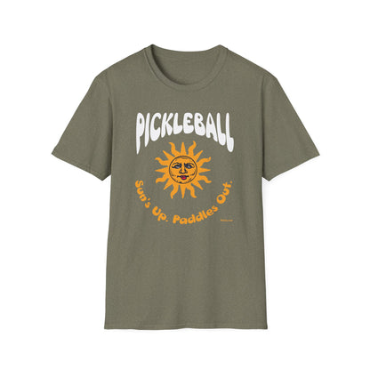 Sun's Up. Paddles Out! Pickleball T-Shirt – Funny Pickleball Tee for Early Morning Players