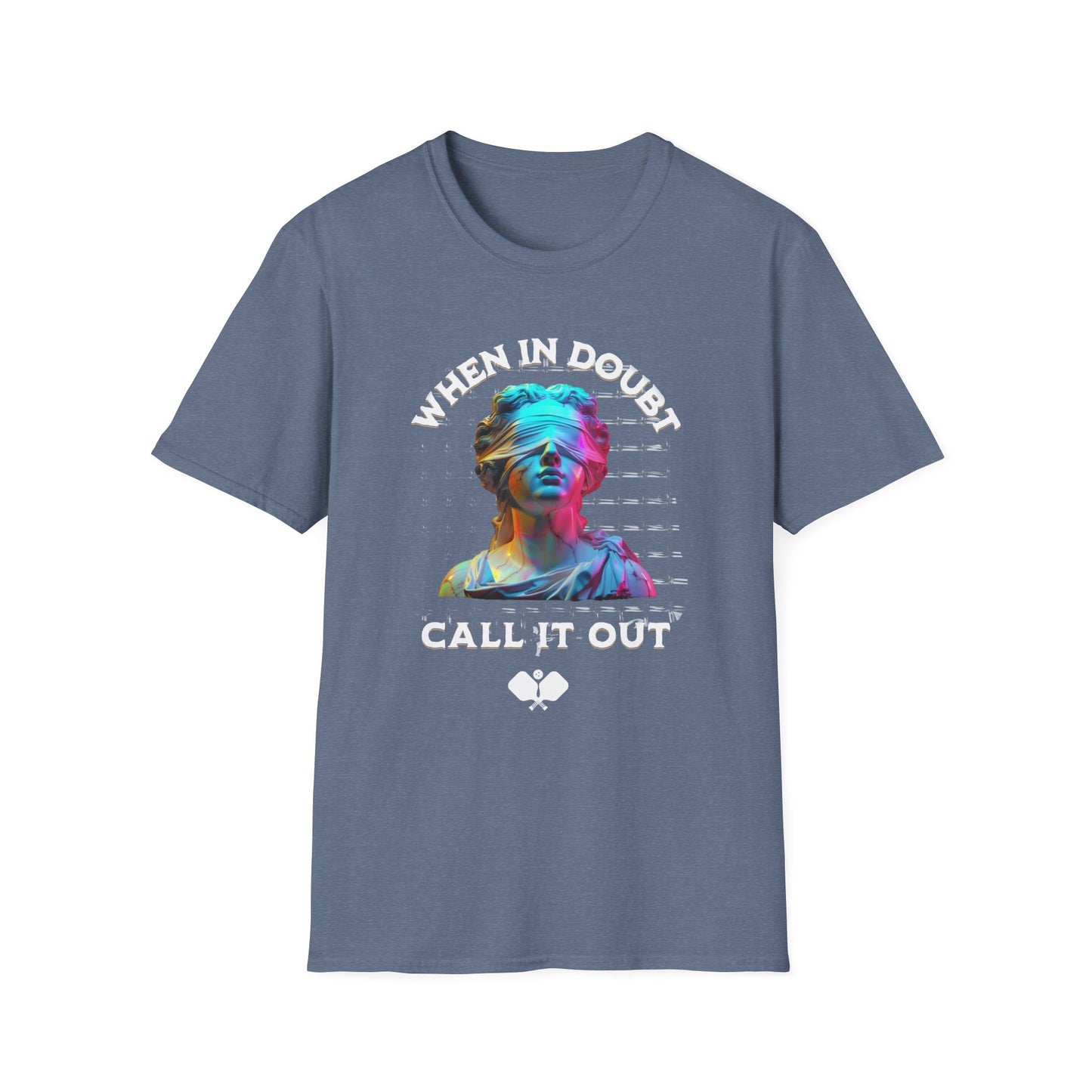 Funny Pickleball Shirt – “When In Doubt Call It Out” Tee. Pickleball Humor Shirt. Blind Line Call Joke. Pickleball Player Gift