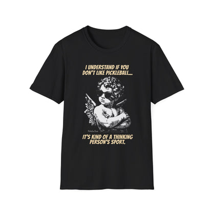 Funny Pickleball Shirt | Thinking Person's Sport | PickleTee Cherub Tee