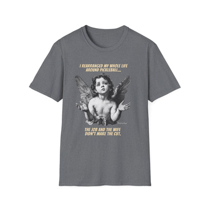 Funny Pickleball Shirt For Men | Wife Didn't Make The Cut | PickleTee Cherub Tee