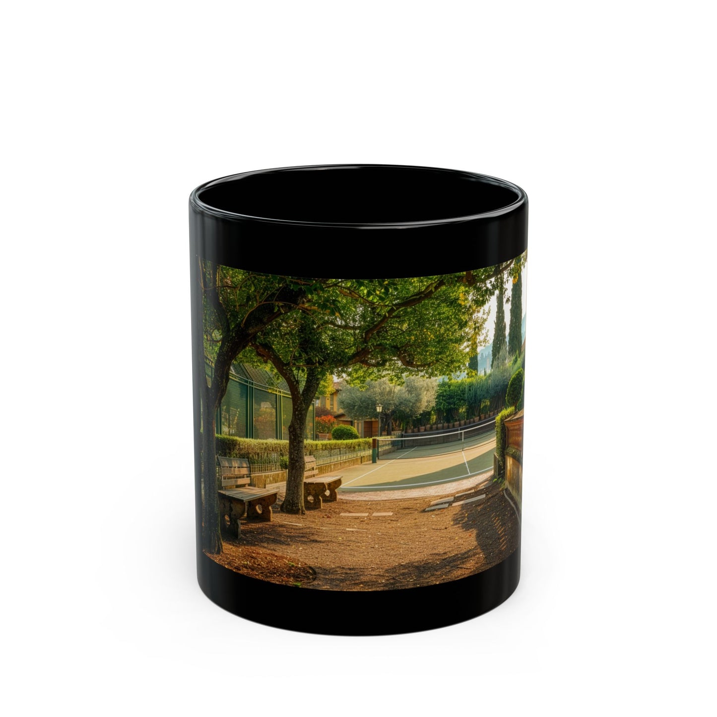 Pickleball Gifts — Florence Villa Dream Court Mug, Tuscan Garden & Cypress Trees
