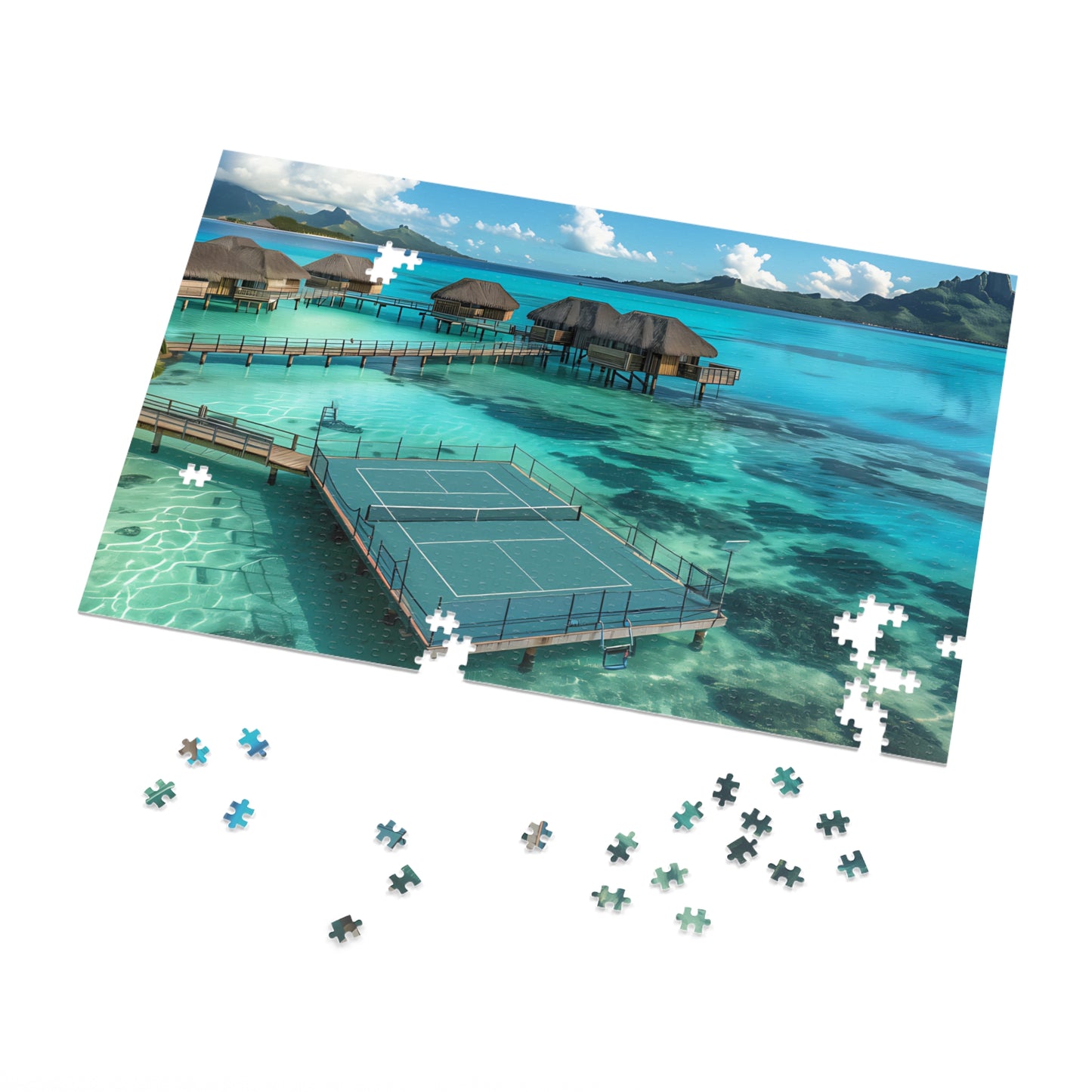 Bora Bora Pickleball Paradise Puzzle — 1000-Piece Jigsaw (30" x 20") with Tin