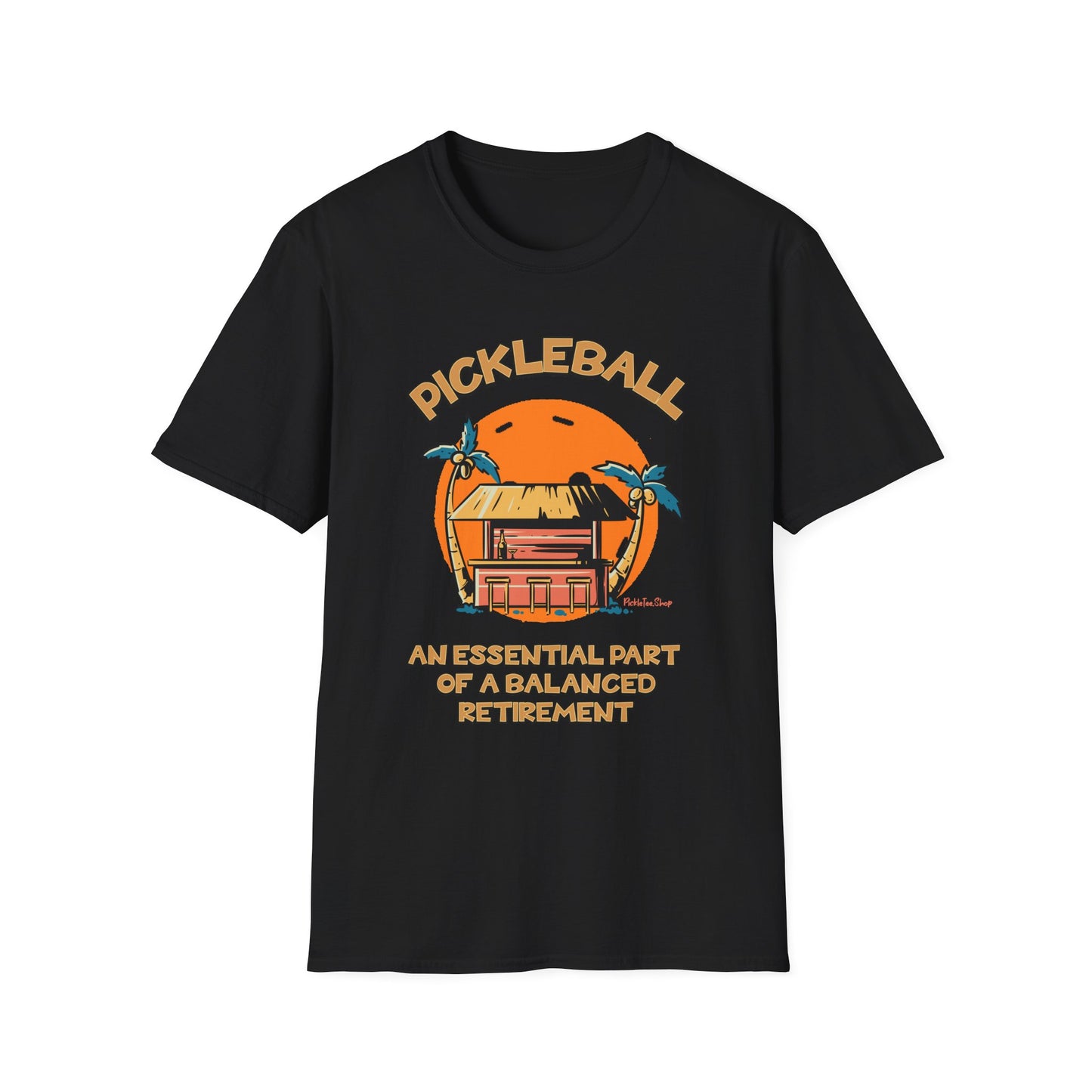 Pickleball — An Essential Part of a Balanced Retirement | Funny Retirement Pickleball Shirt | PickleTee