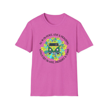 Totally out on hate, prejudice and tennis. – Hippie Pickleball Tee – Retro Pickleball Van Shirt – Funny Pickleball Gift – Pickleball Lover Apparel