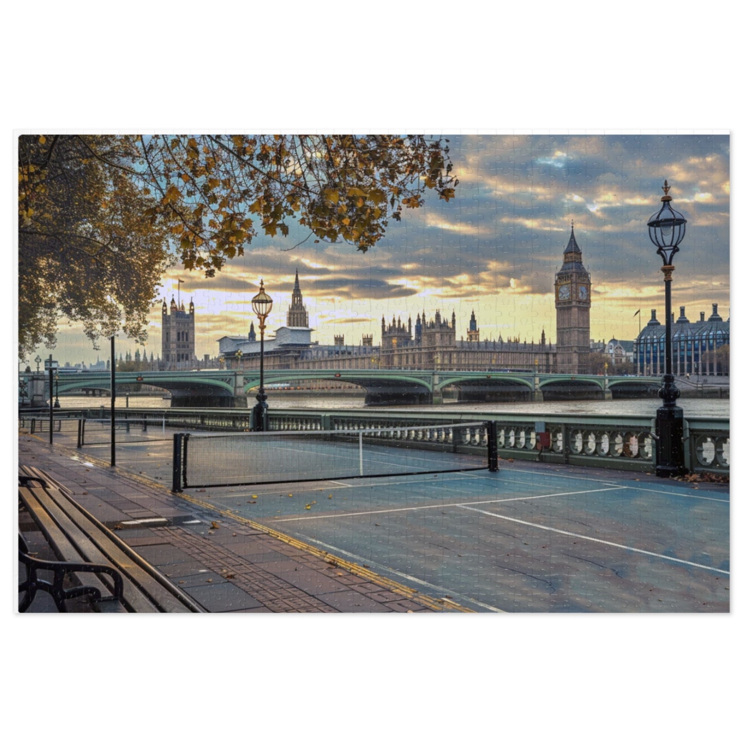 London England Pickleball Paradise Puzzle — 1000-Piece Jigsaw (30" x 20") with Tin