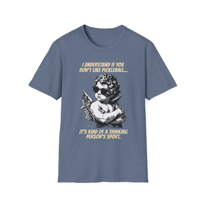 Funny Pickleball Shirt | Thinking Person's Sport | PickleTee Cherub Tee