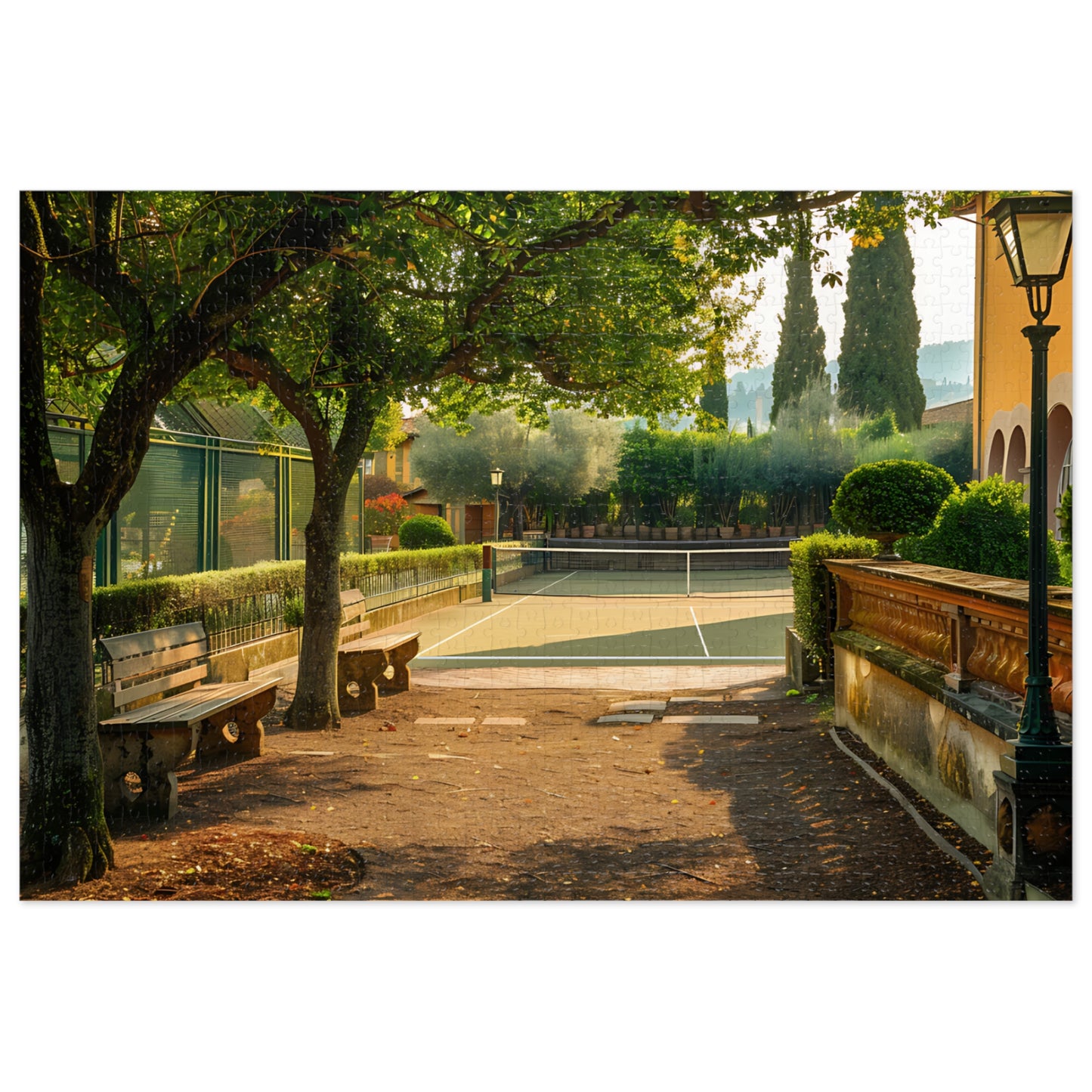 FLorence Italy Backyard Pickleball Court Puzzle — 1000-Piece Jigsaw (30" x 20") with Tin