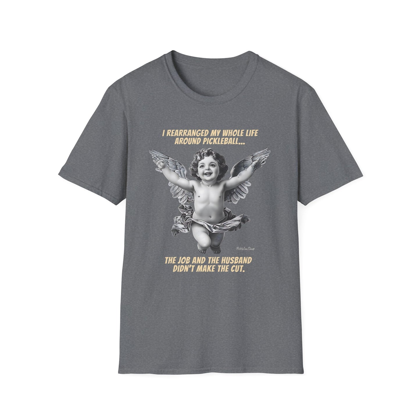 Funny Pickleball Shirt For Women | Husband Didn't Make The Cut | PickleTee Cherub Tee