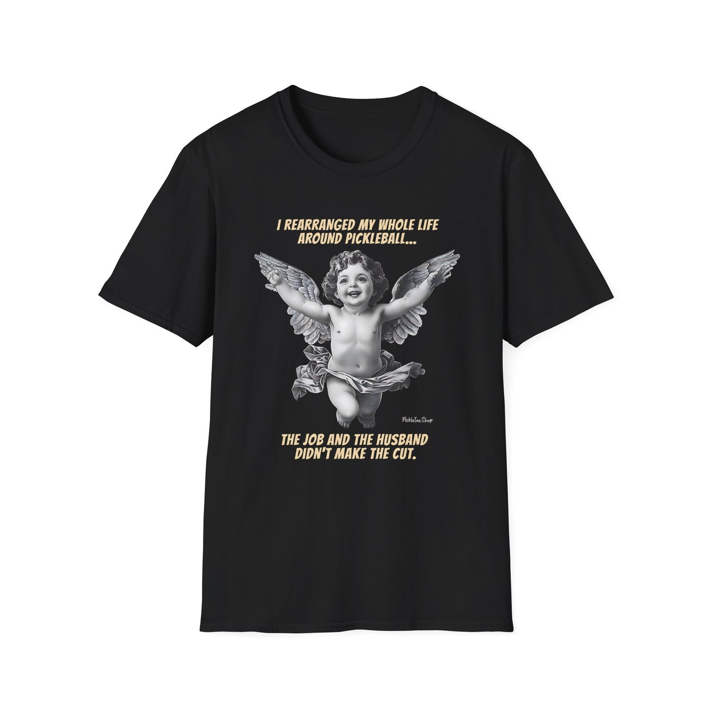 Funny Pickleball Shirt For Women | Husband Didn't Make The Cut | PickleTee Cherub Tee