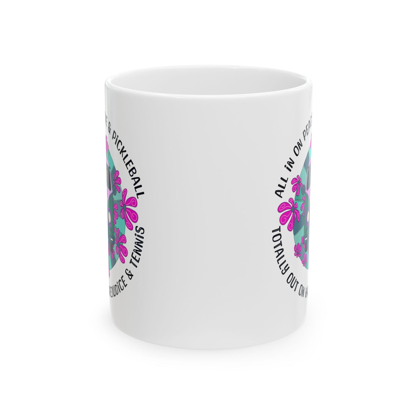 Funny Pickleball Coffee Mug – All In On Peace, Love & Pickleball – Pickleball Player Gift