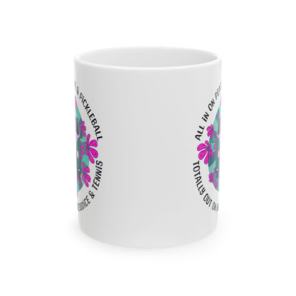 Funny Pickleball Coffee Mug – All In On Peace, Love & Pickleball – Pickleball Player Gift