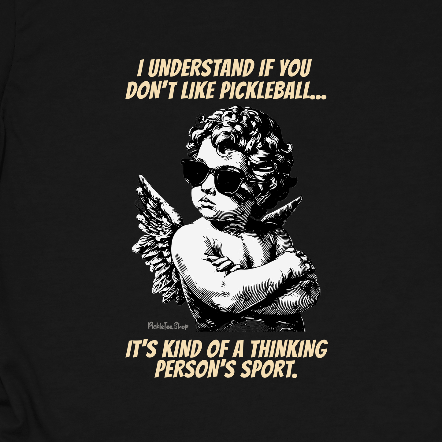 Funny Pickleball Shirt | Thinking Person's Sport | PickleTee Cherub Tee