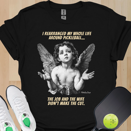 Funny Pickleball Shirt For Men | Wife Didn't Make The Cut | PickleTee Cherub Tee