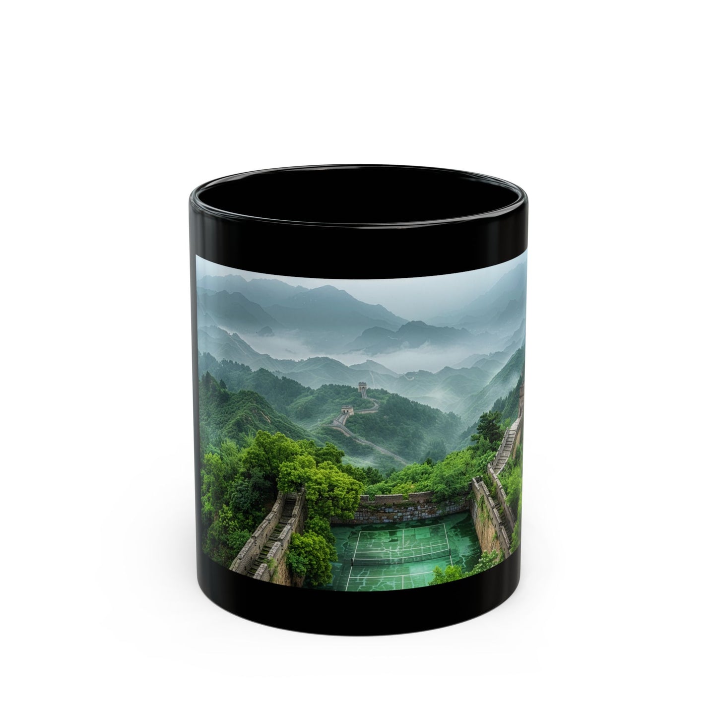 Pickleball Gifts — Great Wall Dream Court Mug, China & Misty Mountains