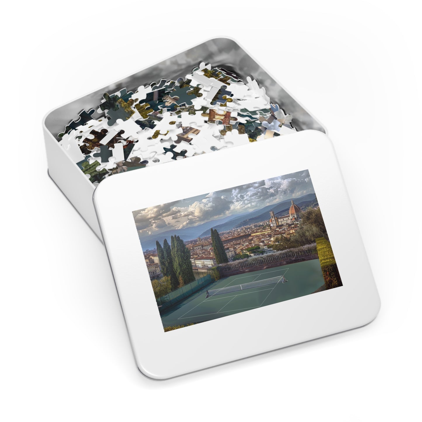 Florence Italy Pickleball Paradise Puzzle — 1000-Piece Jigsaw (30" x 20") with Tin