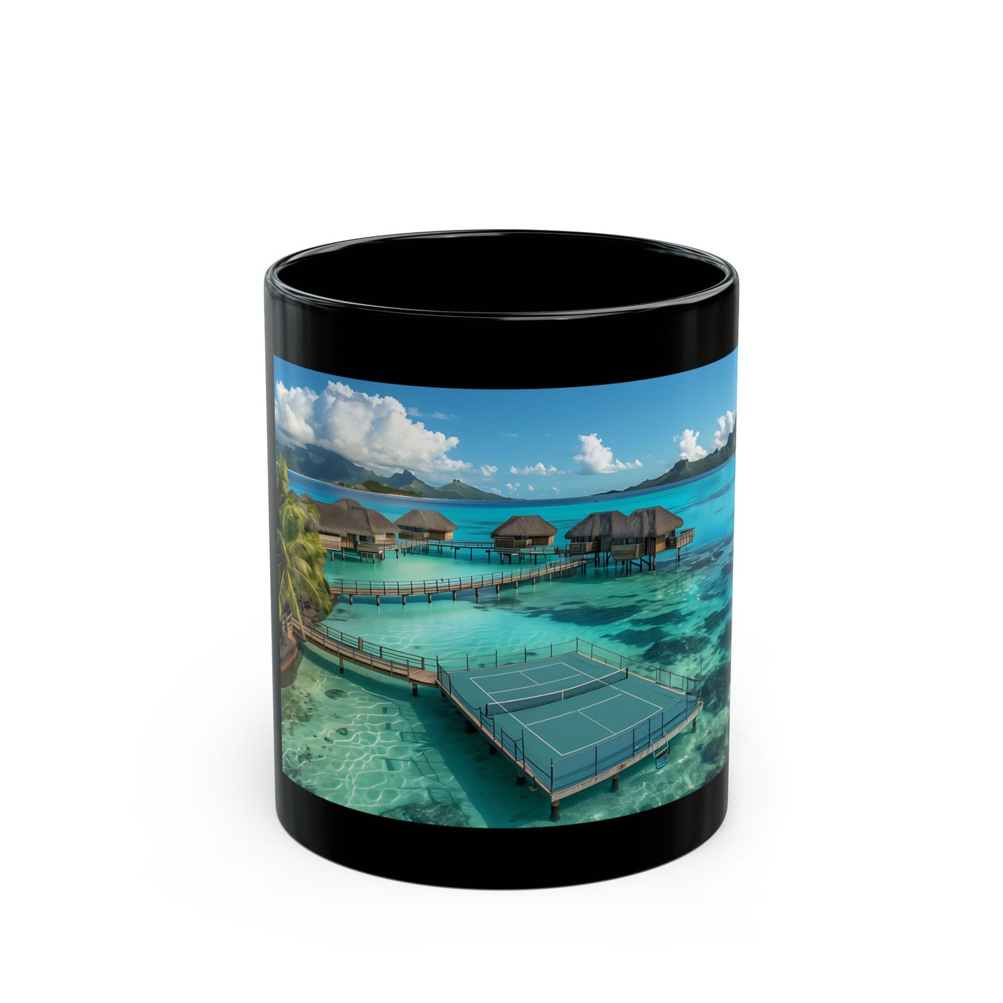 Pickleball Gifts — Bora Bora Dream Court Mug, Overwater Court
