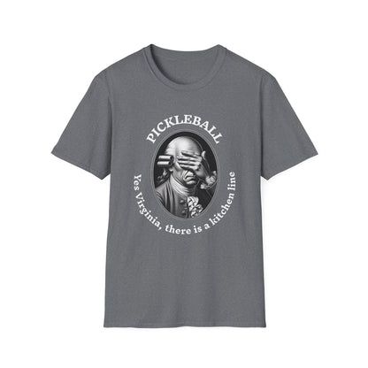 Yes Virginia, there is a kitchen line. Pickleball T-Shirt – Funny Pickleball Tee for Kitchen Violators