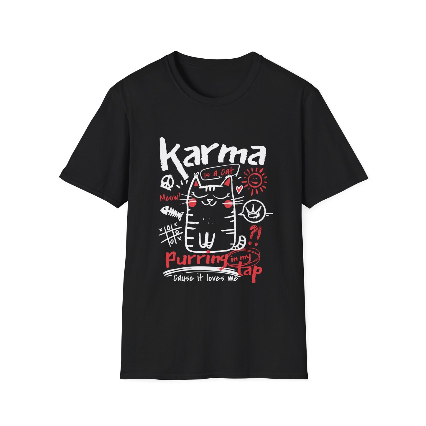 Karma Cat Shirt Funny Cat Tee Purring in Your Lap Humor Shirt Cute Cat Graphic Tee Pet Lover Gift
