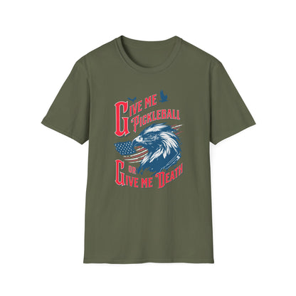Give Me Pickleball or Give Me Death Shirt, Patriotic Pickleball T-Shirt, Funny USA Eagle Pickleball Tee, Fourth of July Pickleball Gift
