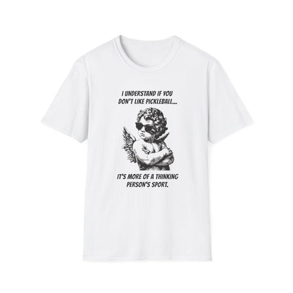 Funny Pickleball Shirt | Thinking Person's Sport | PickleTee Cherub Tee