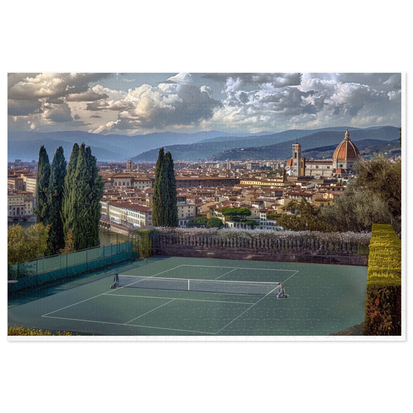 Florence Italy Pickleball Paradise Puzzle — 1000-Piece Jigsaw (30" x 20") with Tin