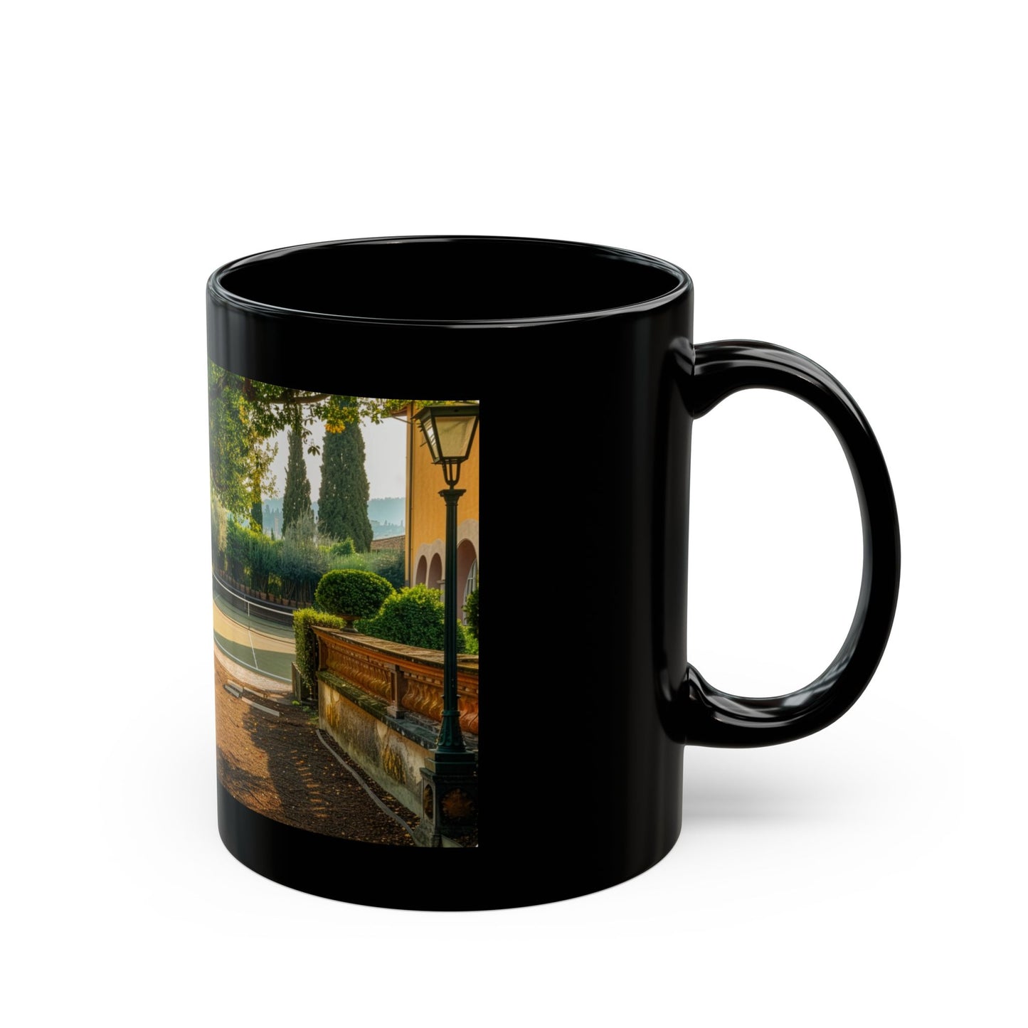 Pickleball Gifts — Florence Villa Dream Court Mug, Tuscan Garden & Cypress Trees