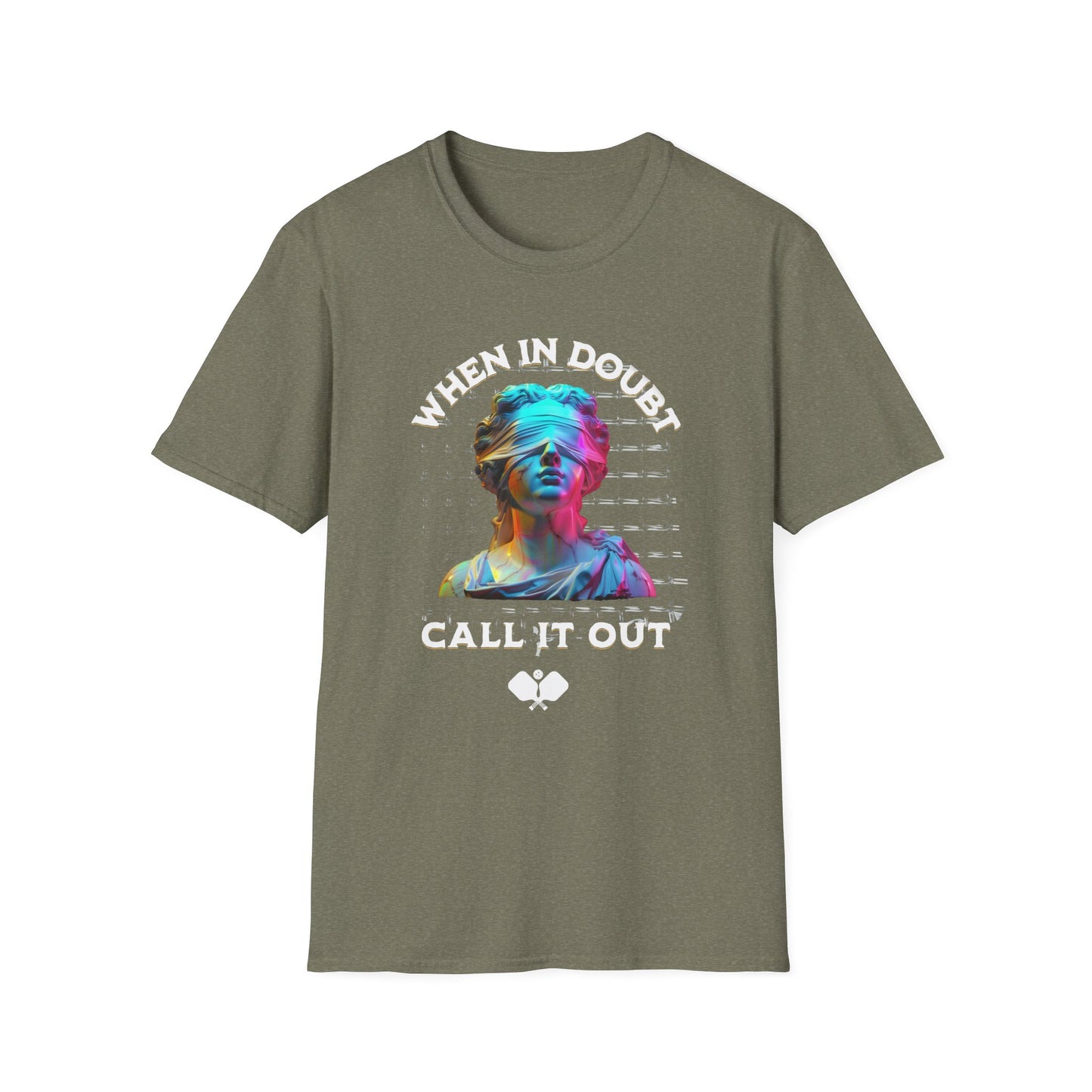 Funny Pickleball Shirt – “When In Doubt Call It Out” Tee. Pickleball Humor Shirt. Blind Line Call Joke. Pickleball Player Gift