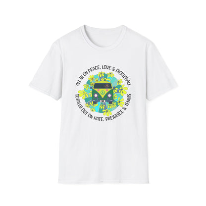 Totally out on hate, prejudice and tennis. – Hippie Pickleball Tee – Retro Pickleball Van Shirt – Funny Pickleball Gift – Pickleball Lover Apparel