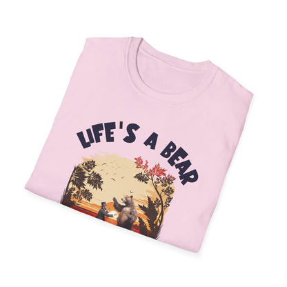 Life’s a Bear Shirt Funny Hiking Tee Outdoor Humor Camping Gift Dancing Bear Graphic