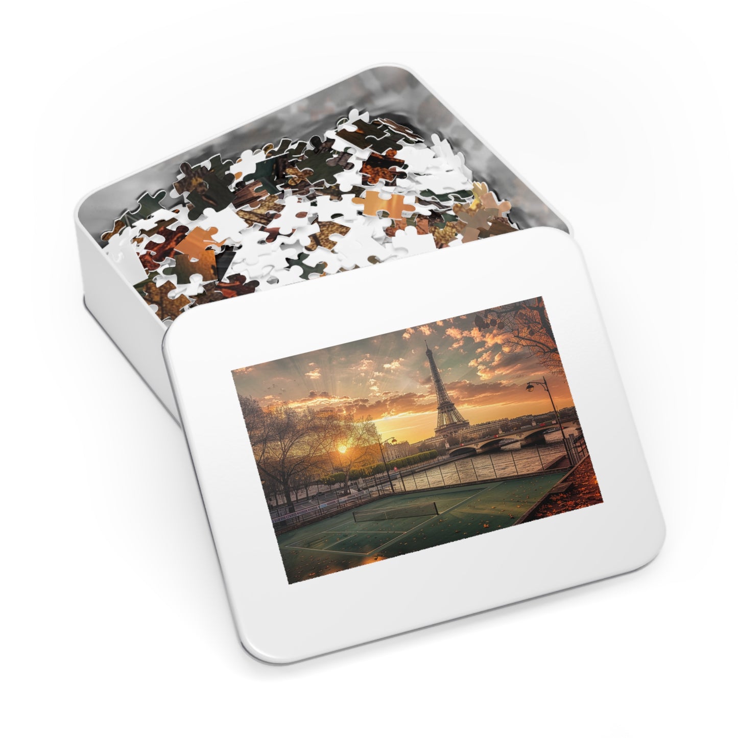Pickleball Gifts — Paris Dream Court 1000 Piece Jigsaw Puzzle with Tin