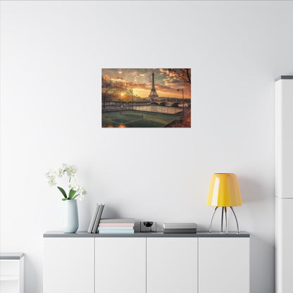 Eiffel Tower Sunrise Matte Canvas Wall Art