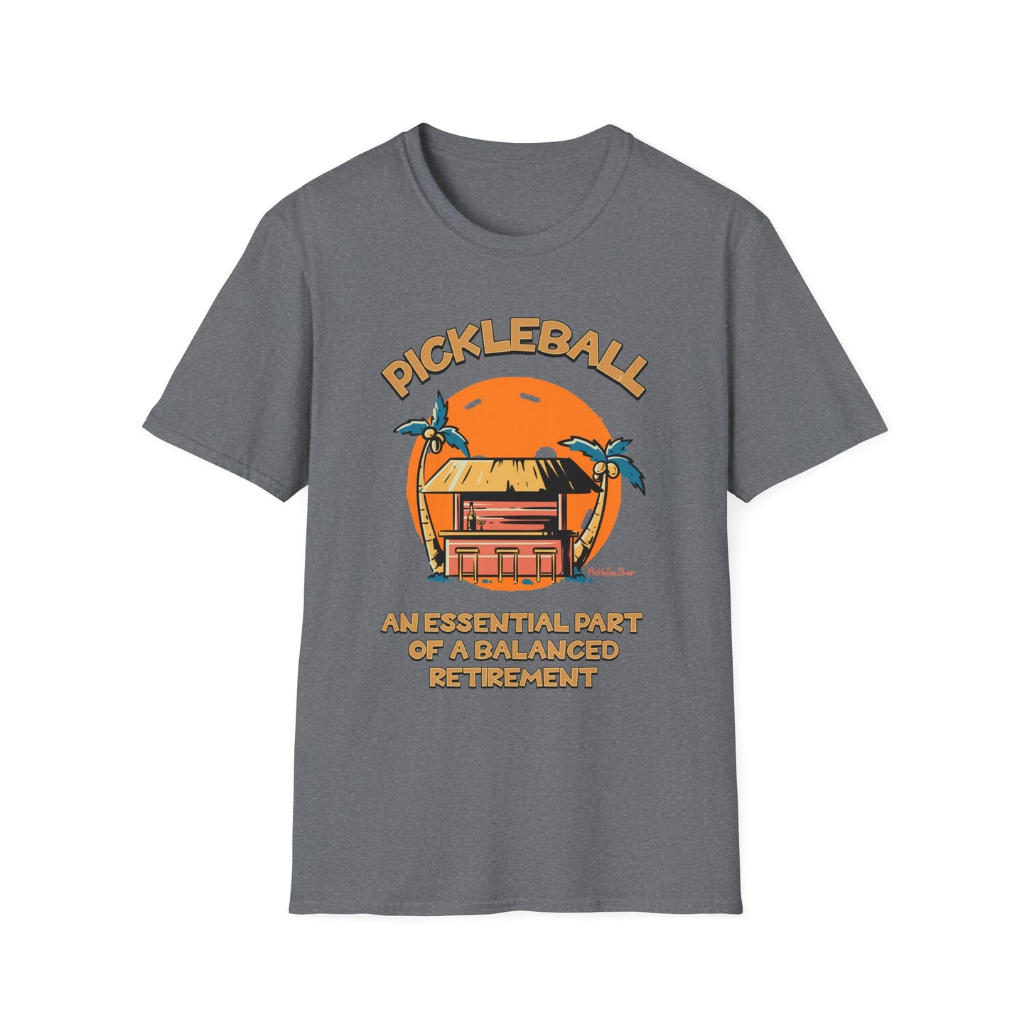 Pickleball — An Essential Part of a Balanced Retirement | Funny Retirement Pickleball Shirt | PickleTee