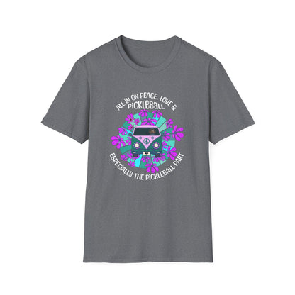 All In On Peace Love and Pickleball Shirt | Funny Pickleball Gift | Retro Hippie Van Tee | Pickleball Apparel