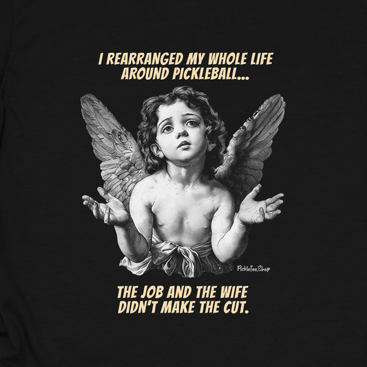 Funny Pickleball Shirt For Men | Wife Didn't Make The Cut | PickleTee Cherub Tee