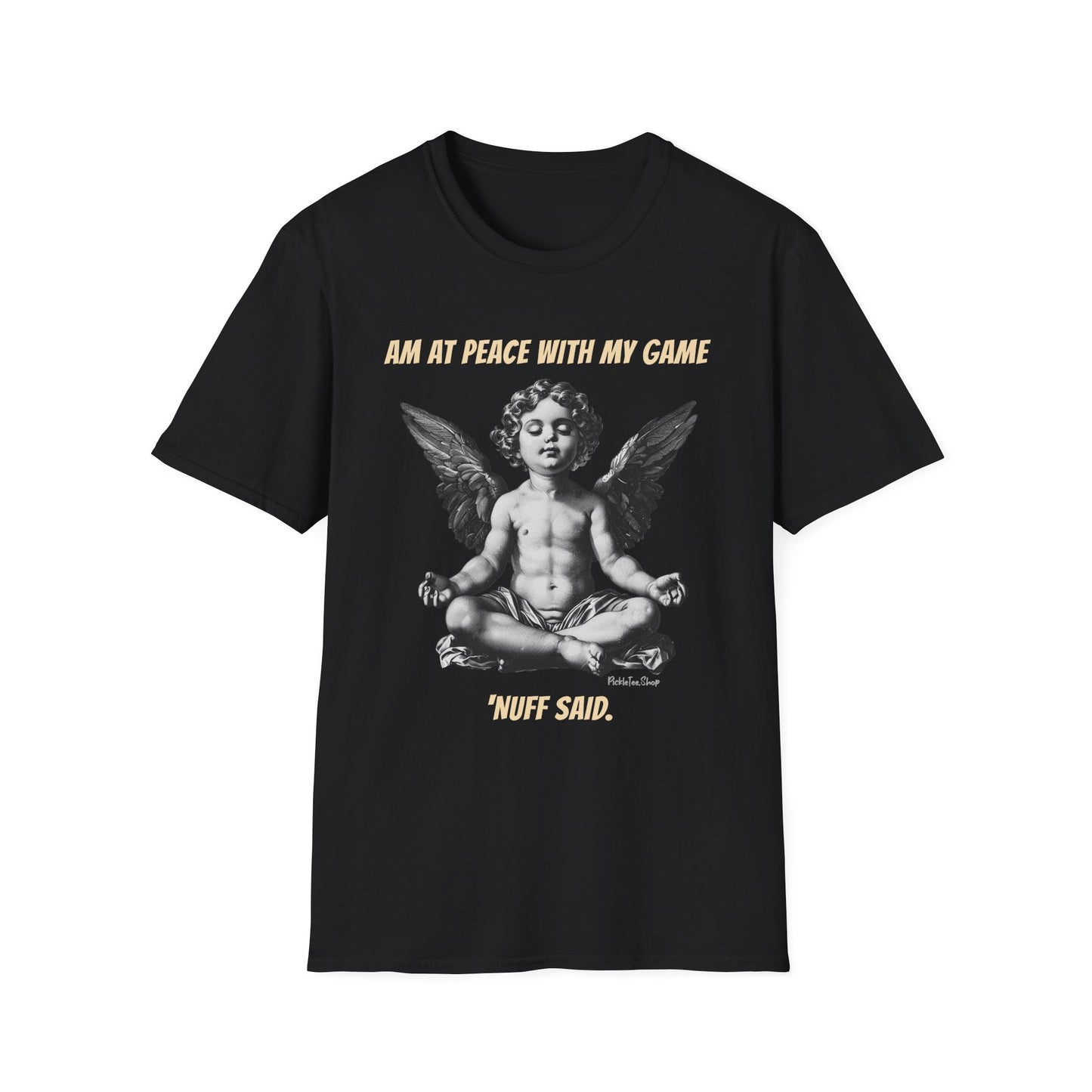 Funny Pickleball Shirt | At Peace With My Game | PickleTee Zen Cherub Tee