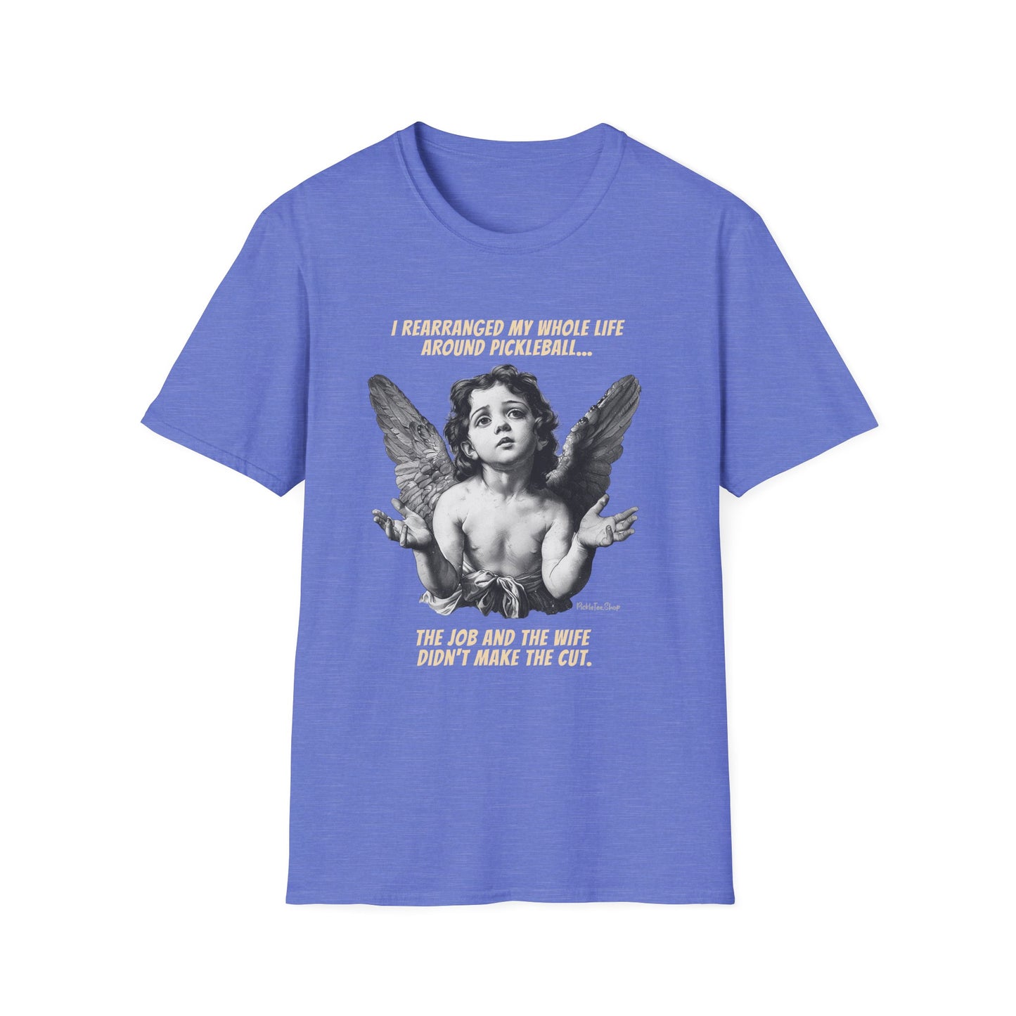 Funny Pickleball Shirt For Men | Wife Didn't Make The Cut | PickleTee Cherub Tee