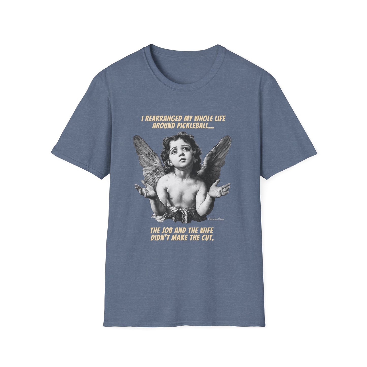 Funny Pickleball Shirt For Men | Wife Didn't Make The Cut | PickleTee Cherub Tee