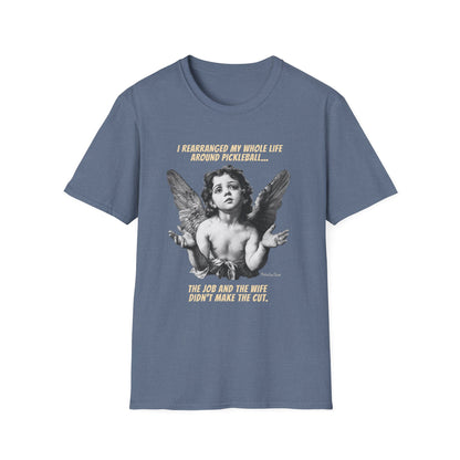 Funny Pickleball Shirt For Men | Wife Didn't Make The Cut | PickleTee Cherub Tee