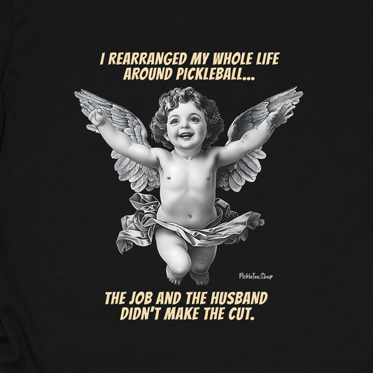Funny Pickleball Shirt For Women | Husband Didn't Make The Cut | PickleTee Cherub Tee