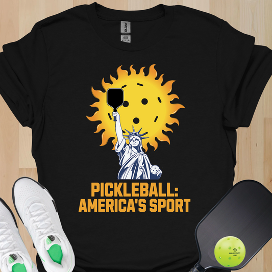 Pickleball America’s Sport Shirt, Patriotic Pickleball T-Shirt, USA Pickleball Tee, Statue of Liberty Pickleball Shirt, Gift for Pickleball Player