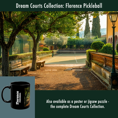 Pickleball Gifts — Florence Villa Dream Court Mug, Tuscan Garden & Cypress Trees