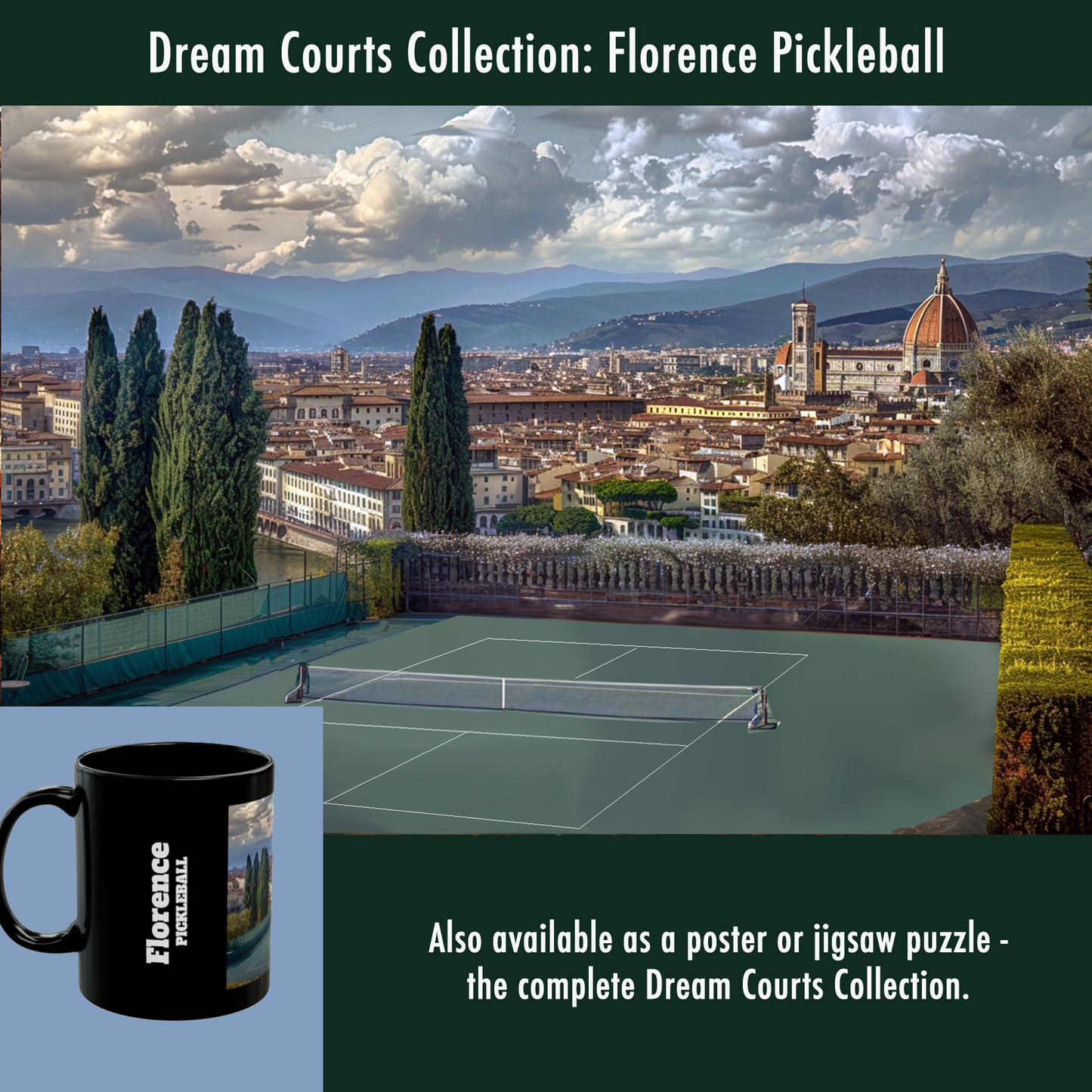 Pickleball Gifts — Florence Dream Court Mug, Duomo & Tuscan Skyline