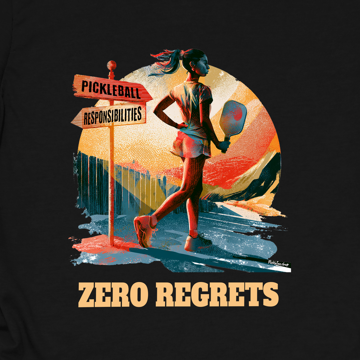 Zero Regrets Pickleball Shirt for Women — Funny Pickleball Gift — Women's Pickleball Tee